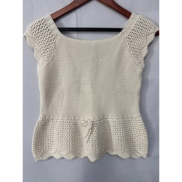 Art Class XL Cream Knit Top With Scallop Hem - Picture 1 of 4